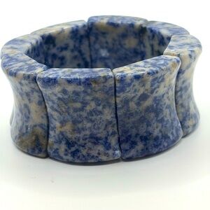 Rectangular Natural Gemstone Sodalite Panel Bangle Bracelet 6-7”